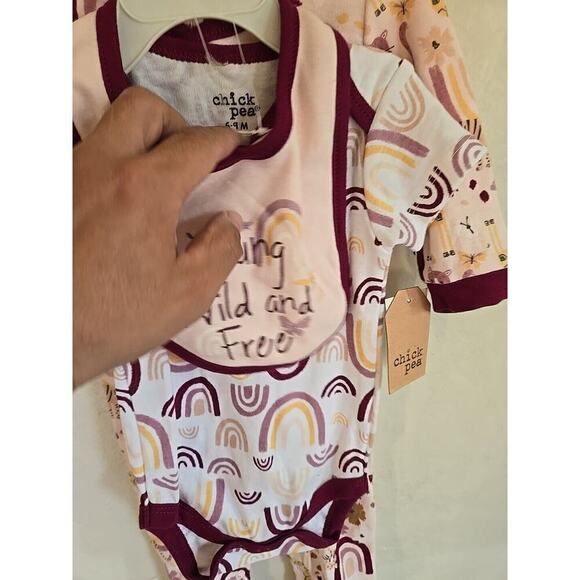 CHICKPEA Baby 3-PC. Cotton Bodysuit Pants & Bib Set 6/9 months - Picture 7 of 11